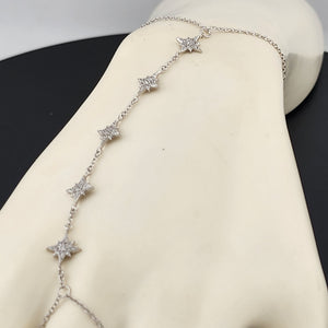 Sterling Silver 925 Hand Chain Bracelet with Ring – Star Design