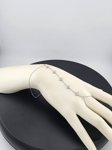 Sterling Silver 925 Hand Chain Bracelet with Ring – Star Design