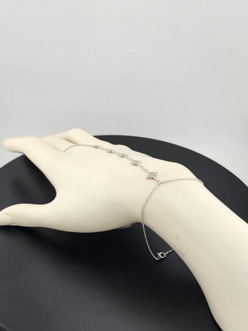 Sterling Silver 925 Hand Chain Bracelet with Ring – Star Design
