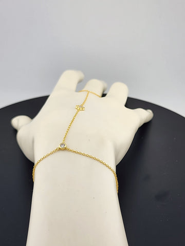Sterling Silver Clover Hand Bracelet with Ring
