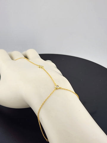 Sterling Silver Clover Hand Bracelet with Ring