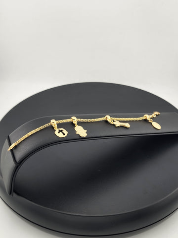 Chic Multi-Charm Bracelet in Brazilian 18K Gold Filled
