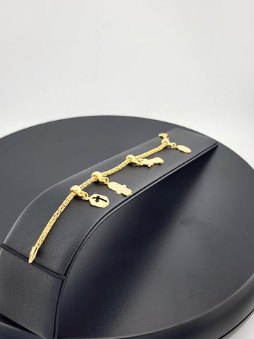 Chic Multi-Charm Bracelet in Brazilian 18K Gold Filled