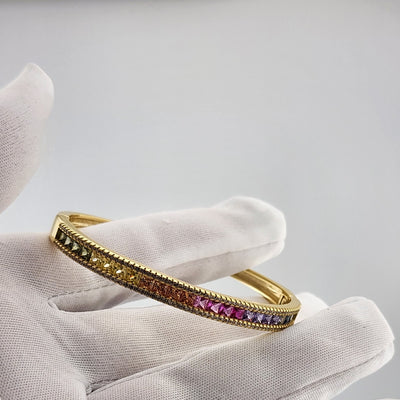 Rainbow Sparkle Bangle – Sterling Silver 925