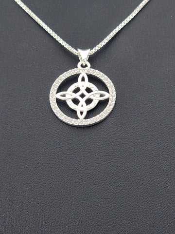 New Sterling Silver 925 Witch’s Knot Necklace – Wiccan Pagan Protection Amulet