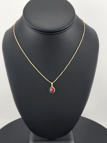 Sterling Silver 925 Evil Eye Pendant – Red Charm Necklace for Protection