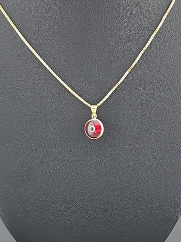 Sterling Silver 925 Evil Eye Pendant – Red Charm Necklace for Protection