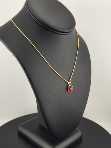 Sterling Silver 925 Evil Eye Pendant – Red Charm Necklace for Protection