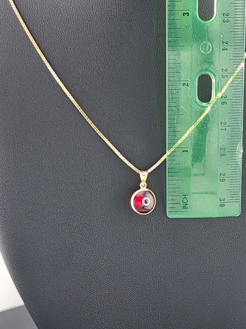 Sterling Silver 925 Evil Eye Pendant – Red Charm Necklace for Protection