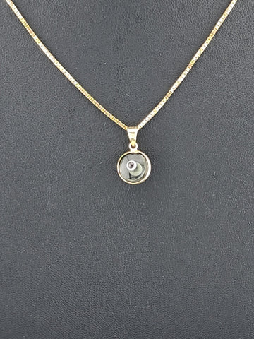 Sterling Silver 925 Evil Eye Pendant – Grey Charm Necklace for Protection