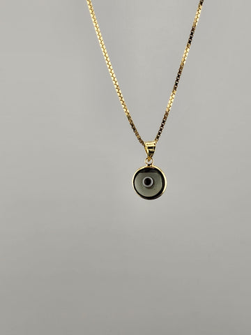Sterling Silver 925 Evil Eye Pendant – Grey Charm Necklace for Protection