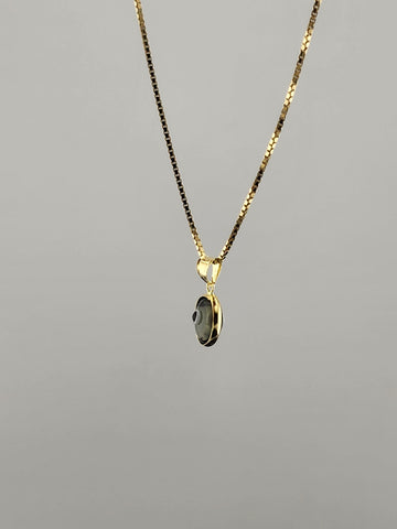 Sterling Silver 925 Evil Eye Pendant – Grey Charm Necklace for Protection