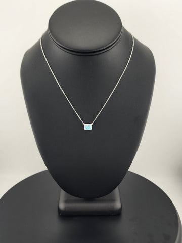 New Sterling Silver 925 Necklace – Blue Rectangle Gemstone Pendant