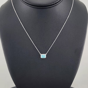 New Sterling Silver 925 Necklace – Blue Rectangle Gemstone Pendant