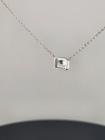 New Sterling Silver 925 Necklace – Blue Rectangle Gemstone Pendant