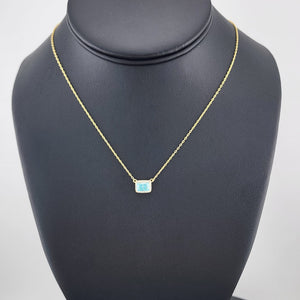 New Sterling Silver 925 Necklace – Blue Rectangle Gemstone Pendant