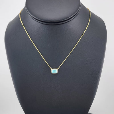 New Sterling Silver 925 Necklace – Blue Rectangle Gemstone Pendant