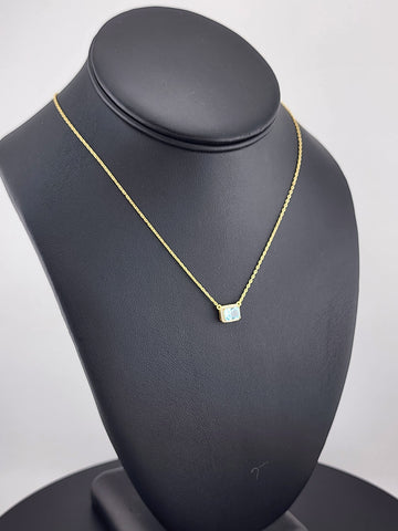 New Sterling Silver 925 Necklace – Blue Rectangle Gemstone Pendant
