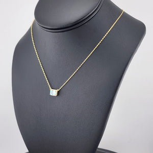 New Sterling Silver 925 Necklace – Blue Rectangle Gemstone Pendant