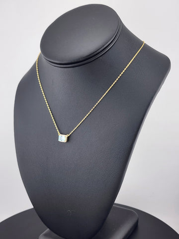 New Sterling Silver 925 Necklace – Blue Rectangle Gemstone Pendant