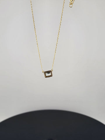 New Sterling Silver 925 Necklace – Blue Rectangle Gemstone Pendant