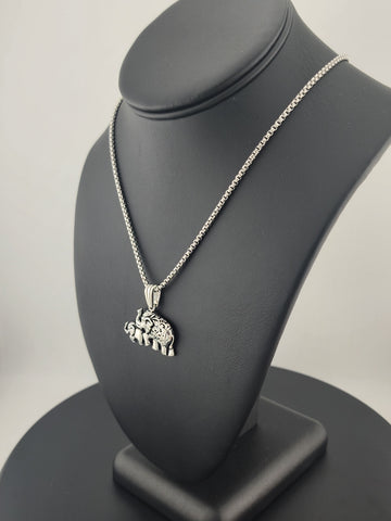 Sterling Silver Two Elephant Necklace – Mother & Baby Design