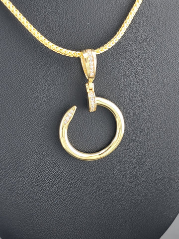 Brand New Sterling Silver 925 Nail Ring Necklace – Modern & Edgy Design