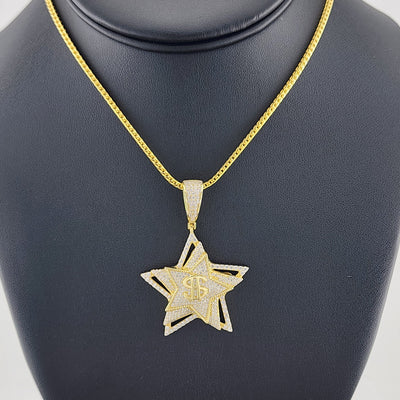 925 Silver Triple Star Dollar Pendant – Trendy & Icy
