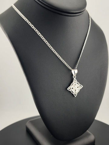 New Sterling Silver 925 Witch’s Knot Necklace – Wiccan Pagan Protection Amulet