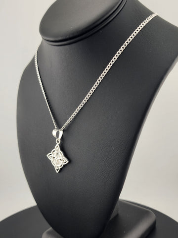 New Sterling Silver 925 Witch’s Knot Necklace – Wiccan Pagan Protection Amulet