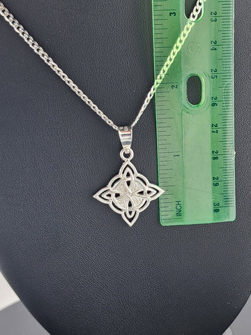 New Sterling Silver 925 Witch’s Knot Necklace – Wiccan Pagan Protection Amulet