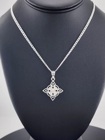 New Sterling Silver 925 Witch’s Knot Necklace – Wiccan Pagan Protection Amulet
