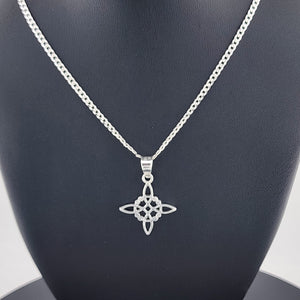 New Sterling Silver 925 Witch’s Knot Necklace – Wiccan Pagan Protection Amulet