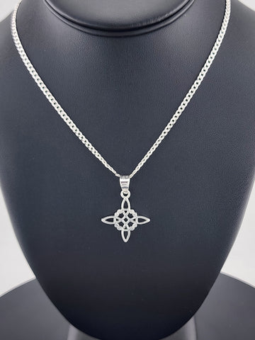 New Sterling Silver 925 Witch’s Knot Necklace – Wiccan Pagan Protection Amulet