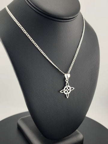 New Sterling Silver 925 Witch’s Knot Necklace – Wiccan Pagan Protection Amulet
