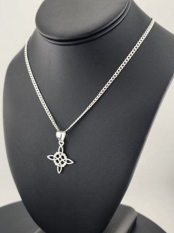 New Sterling Silver 925 Witch’s Knot Necklace – Wiccan Pagan Protection Amulet