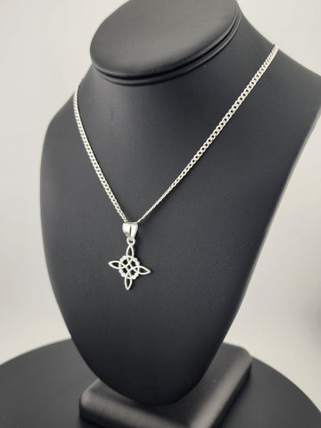 New Sterling Silver 925 Witch’s Knot Necklace – Wiccan Pagan Protection Amulet