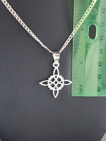 New Sterling Silver 925 Witch’s Knot Necklace – Wiccan Pagan Protection Amulet