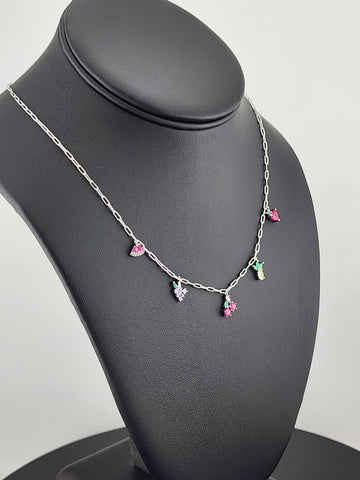 Fruit Fiesta: Sterling Silver 925 Multi-Fruit Necklace