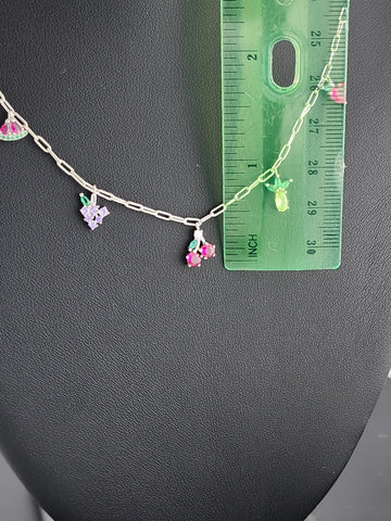 Fruit Fiesta: Sterling Silver 925 Multi-Fruit Necklace