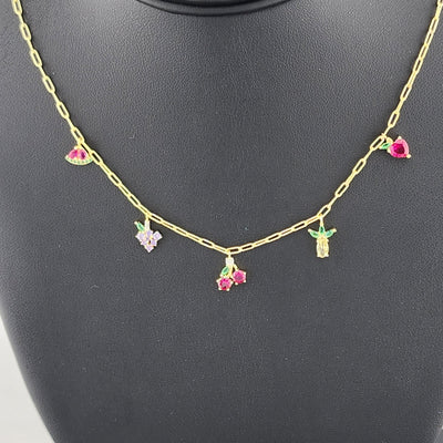 Fruit Fiesta: Sterling Silver 925 Multi-Fruit Necklace