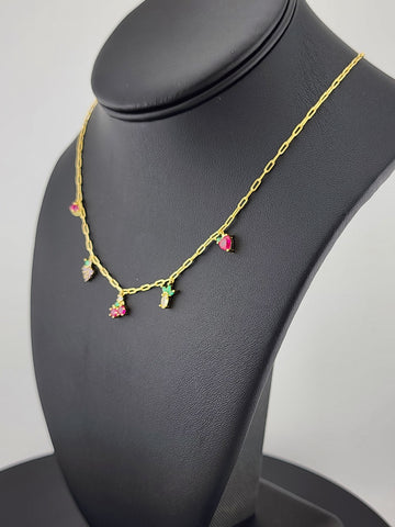 Fruit Fiesta: Sterling Silver 925 Multi-Fruit Necklace