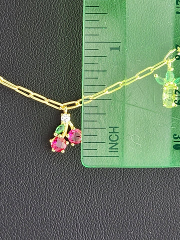 Fruit Fiesta: Sterling Silver 925 Multi-Fruit Necklace