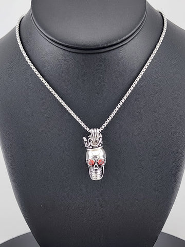 Dark Royalty: Skull with Crown Pendant Necklace