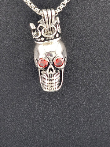 Dark Royalty: Skull with Crown Pendant Necklace