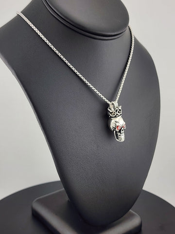 Dark Royalty: Skull with Crown Pendant Necklace
