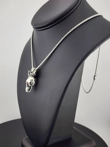 Dark Royalty: Skull with Crown Pendant Necklace