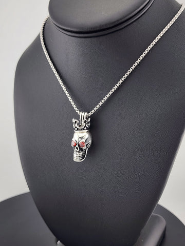 Dark Royalty: Skull with Crown Pendant Necklace