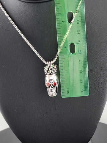 Dark Royalty: Skull with Crown Pendant Necklace
