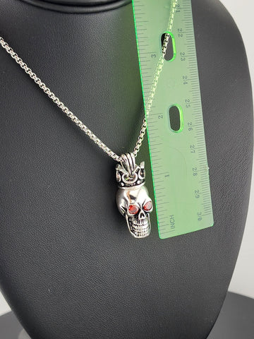 Dark Royalty: Skull with Crown Pendant Necklace